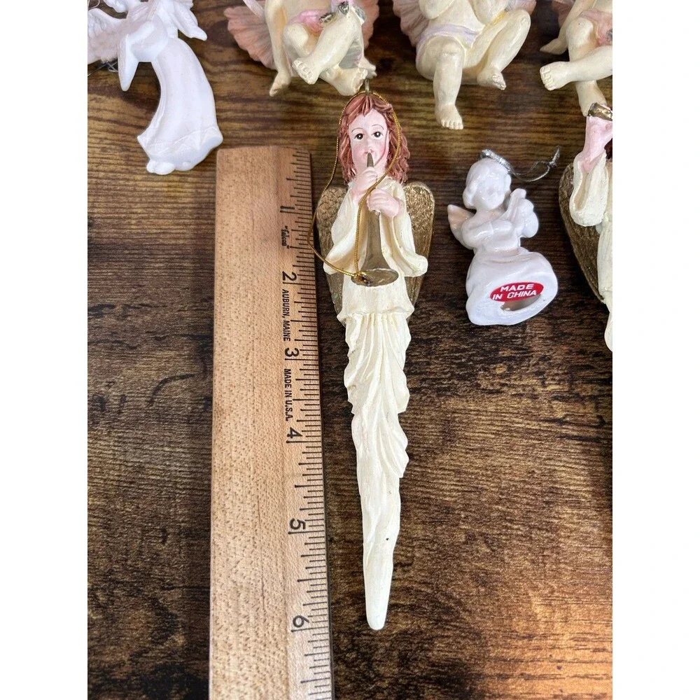 Vintage Angel Christmas Tree Ornaments Cherubs Lot Of 9 Holiday Decor Mixed Set